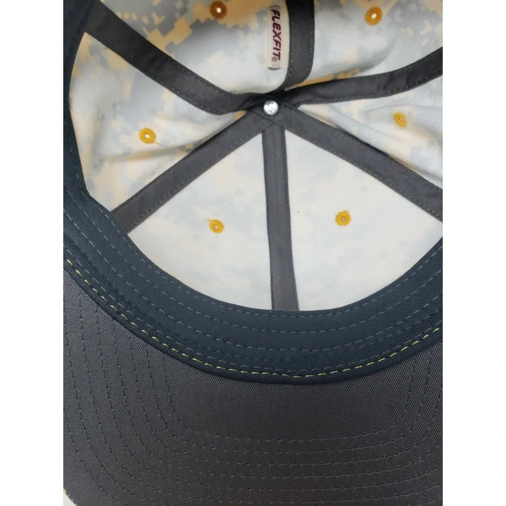 Pacific Headwear 708F Black & Yellow Camo Cap Hat  Lightening Bolt Fitted SM- MD
